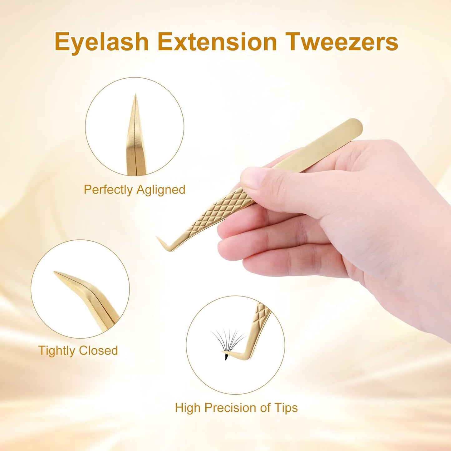 NAGARAKU Precision Fiber Tip Tweezer for Eyelash Extensions Diamond Grip Anti-Static Anti-Slip Premium Stainless Steel Pointed Volume Eyelashes Boot Tweezers with Box(Seven Shaped Tweezer AG-11)