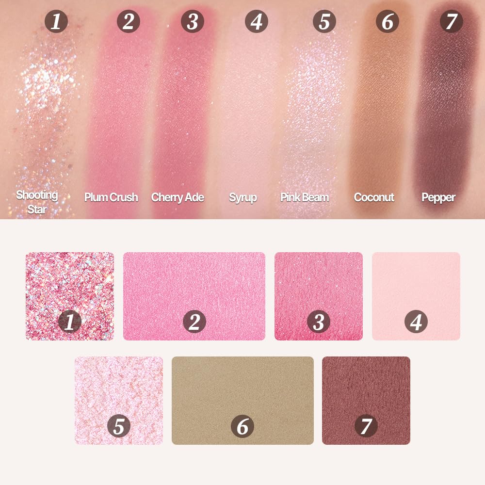 Espoir Real Eye Palette #6 Plum Soda | Everyday Multi-Use Long-Lasting and Blendable 7 Colors Eyeshadow Palette for Eyeshadow Base and Cheeks Makeup | Warm, Cool, Neutrals | Korean Makeup