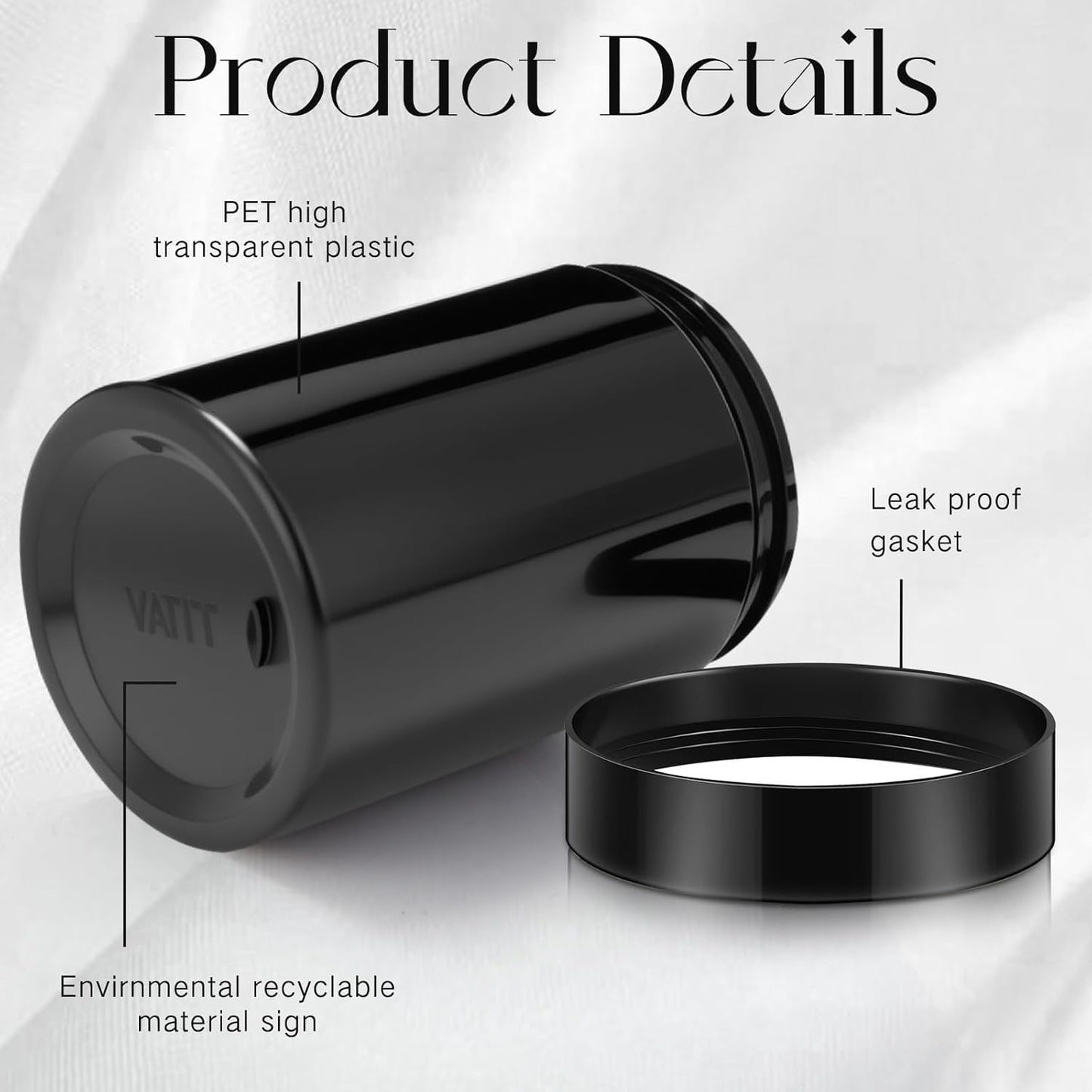 SATINIOR 24 Pieces Empty Clear Plastic Jars with Lids Round Storage Containers Wide Mouth for Beauty Product Cosmetic Cream Lotion Liquid Butter Craft and Food(Black,16 oz)