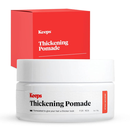 Keeps Matte Thickening Pomade for Men - Natural Ingredients for Fuller Hair: Biotin, Caffeine, Green Tea & Saw Palmetto - All-Day Medium Hold for All Styles
