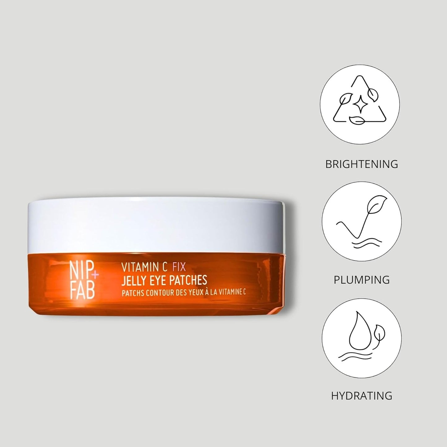 Nip+Fab Vitamin C Fix Jelly Eye Patches, 20 Pairs, Brightening Hydro Gel for Under-Eyes with 3 stable forms of Vitamin C