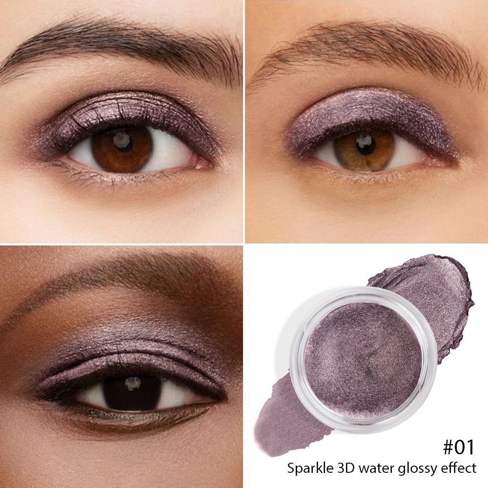 Cream Glitter Dark Purple Shimmer Metallic Eyeshadow Palette Makeup, Natural Single Mini Instant Holographic Eyeshadow For Women, Sombras Crema Para Ojos, Talc, Paraben & Cruelty Free