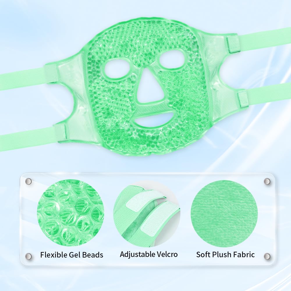 Cold Face Eye Masks Ice Face Mask Hot Cold Compress for Dark Circles, Puffiness, Migraines, Headache, Stress, Redness, Cooling Face Masks for Women Man, Skin Care