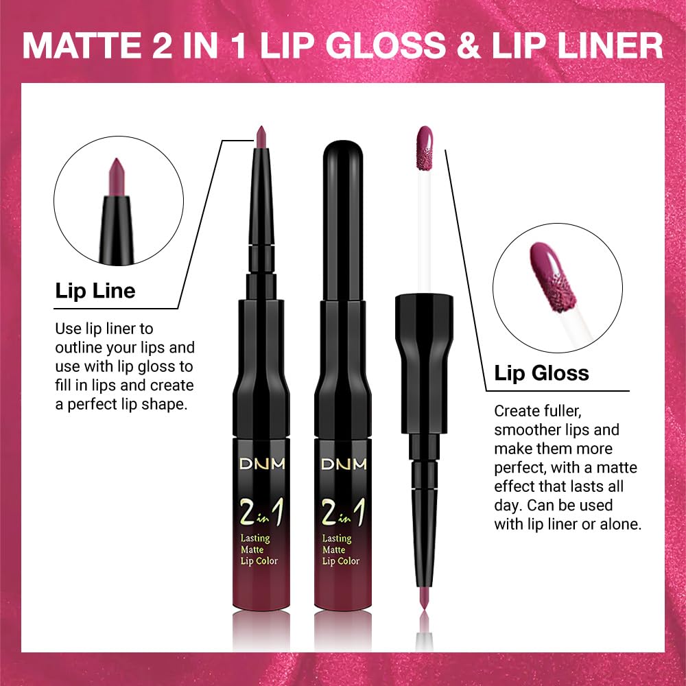 evpct 1Pcs Hot Mauve Matte Lip Liner & Liquid Lipstick Stain Makeup Set for Women, Hot Mauve Lip Liner Stain Long Lasting Waterproof Smudge Proof, Cruelty Free Lip Stick Makeup 24 hours originales, 63
