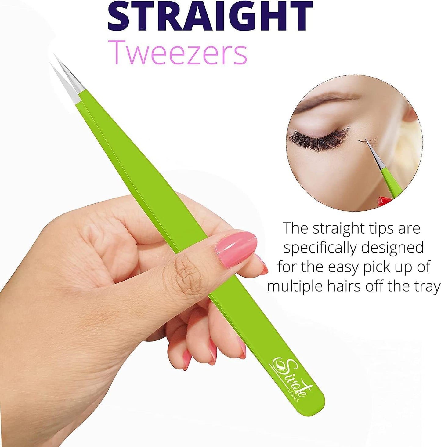 SIVOTE Lash Tweezers for Eyelash Extensions for Volume, Isolation & Classic Lashes, 3 Pack, Green