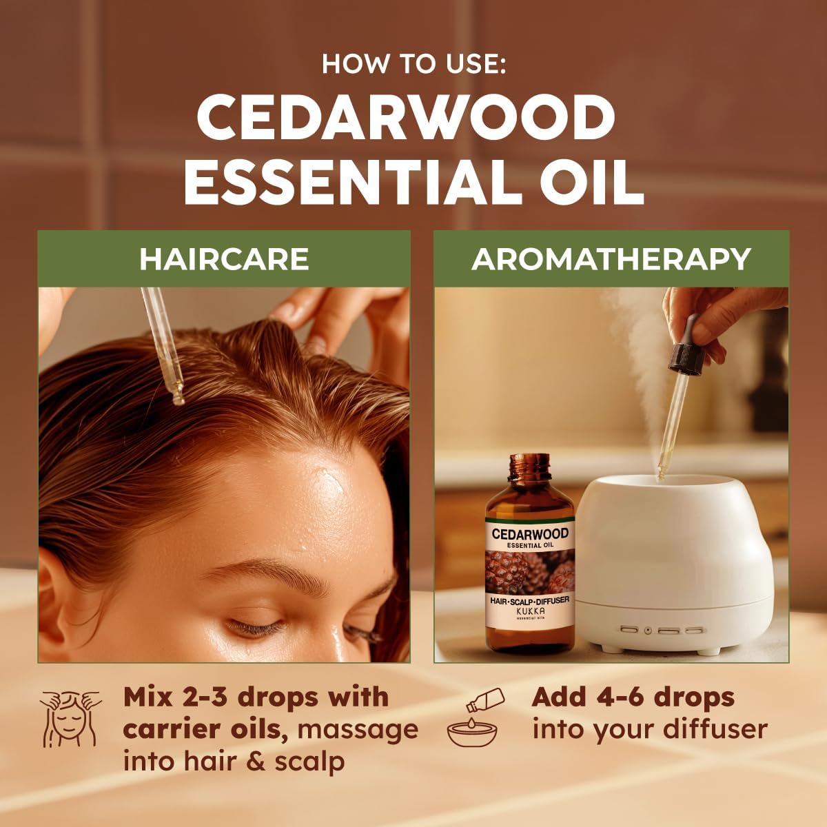 Kukka Cedarwood Essential Oil for Hair Skin & Diffuser - 4 Fl Oz - Cedarwood Oil for Hair Aromatherapy, DIY Soap Making Scents
