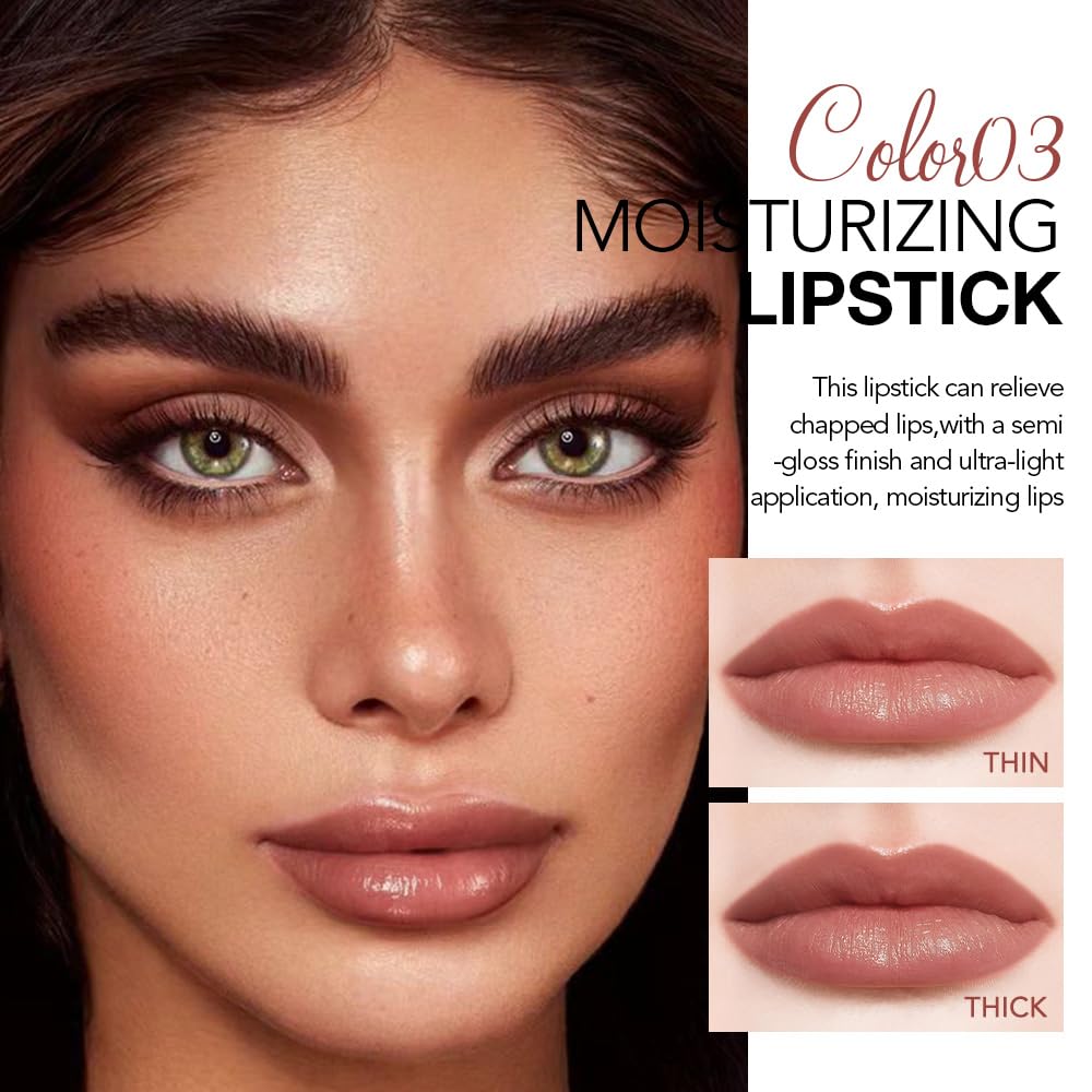 2Pcs Tinted Lip Balm Moisturizing Lipstick,Waterproof Hydrating Matte Lip Balm for Women,Creamy Natural Color Stain for Dry Lips,Soft Matte Finish (9# Charming Peach Pink & 3# Bean Paste Brown)