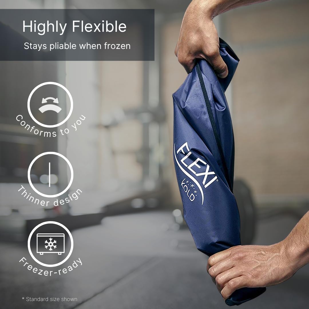 FlexiKold Gel Soft Flexible Ice Packs for Injuries - Reusable Freezer Cold Pack, Cold Compress & Cooling Gel Pad for Face, Shoulder, Hip, Leg, Arm, Ankle & Foot Injury - Medium - 7.5” x 11.5”
