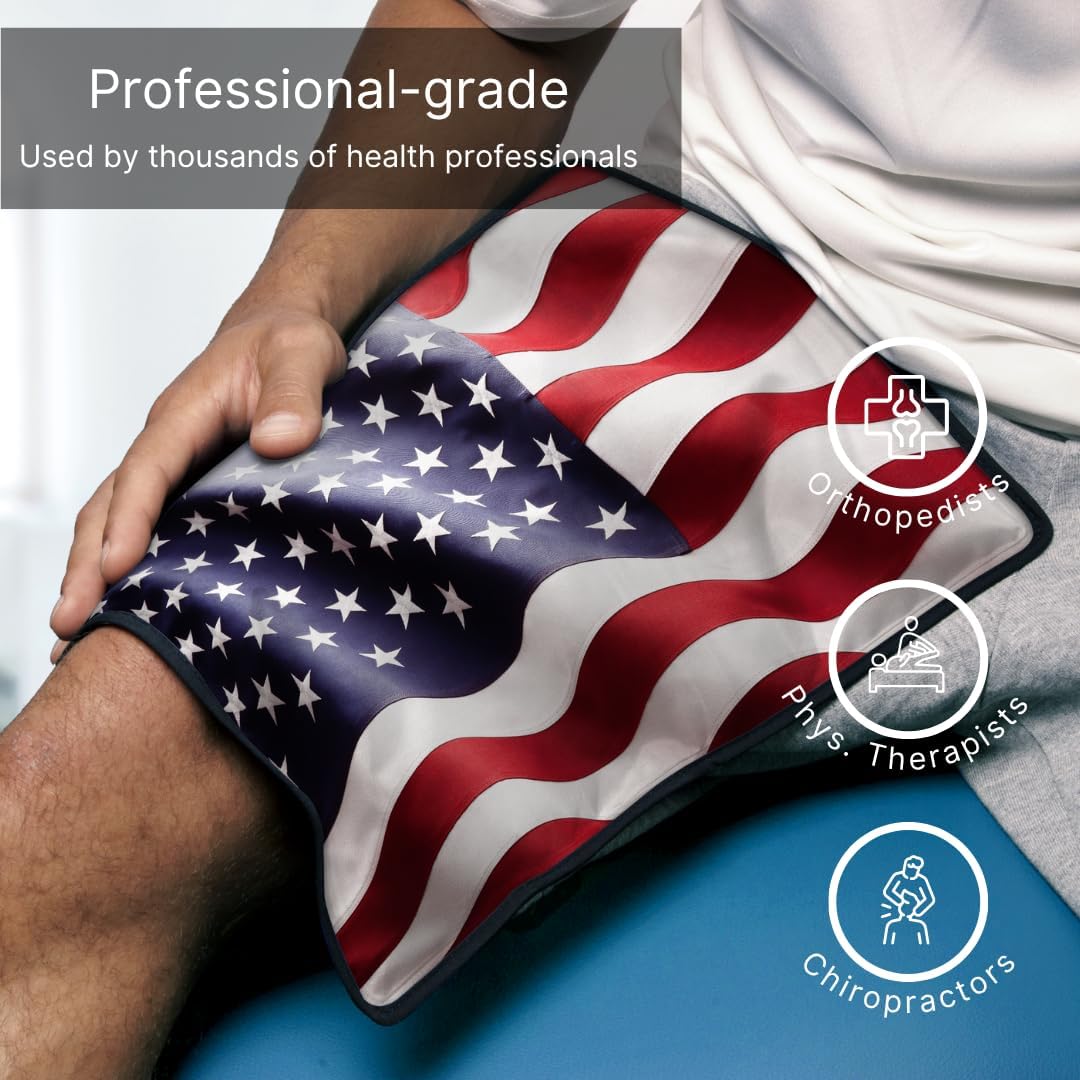 FlexiKold American Flag Gel Ice Pack (Standard Large: 10.5" x 14.5") Ice Packs for Injuries Reusable, Back, Shoulder and Knee Pain Relief, After Surgery - 6300-COLDUSA by NatraCure