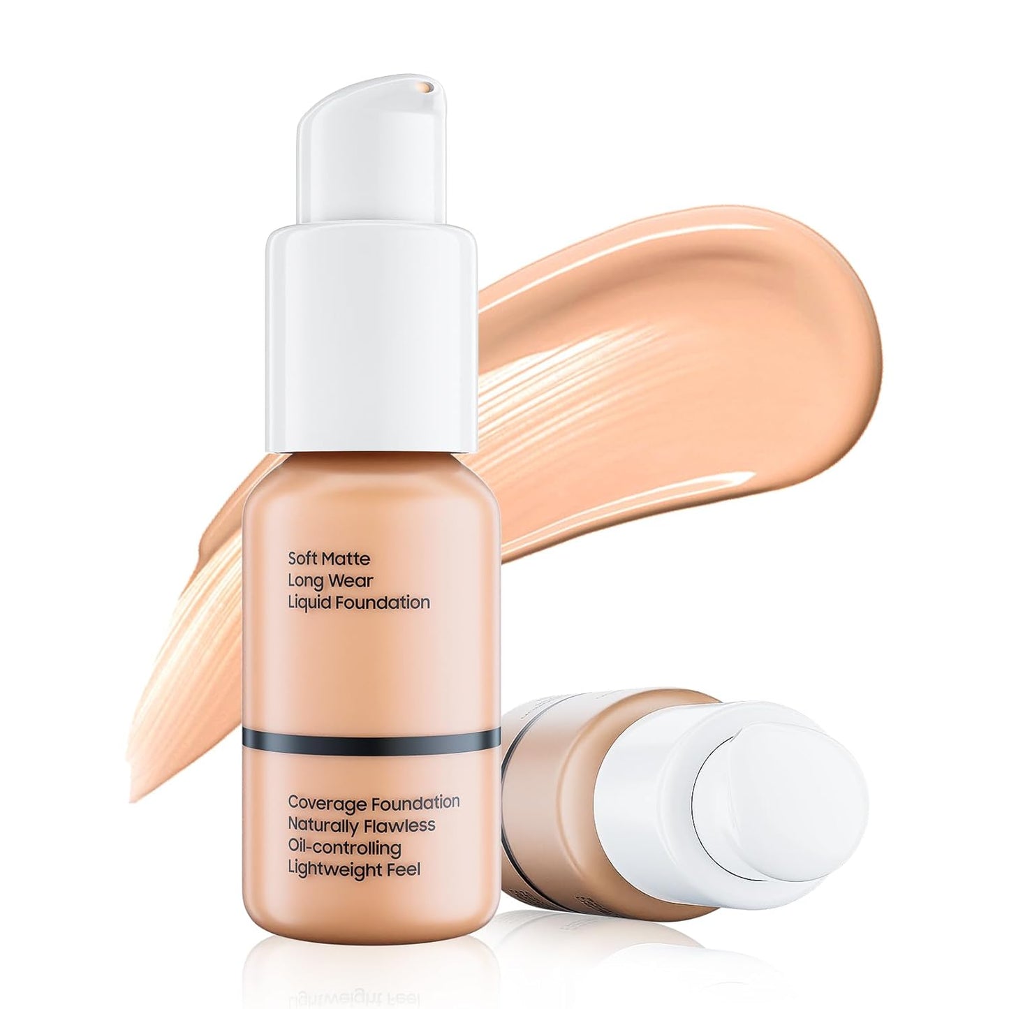 Matte Full Coverage Liquid Foundation - Lightweight & Flawless Oil Control Foundation Makeup, Waterproof and Long-Lasting Skin Foundation Concealer for Dry and Oily Skin, 1 Fl Oz (#103 Warm Peach)