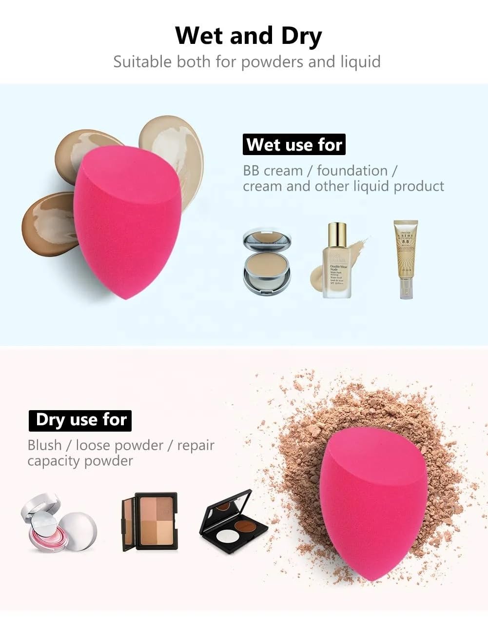 Makeup sponge latex free super soft beauty cosmetic blender, Pink