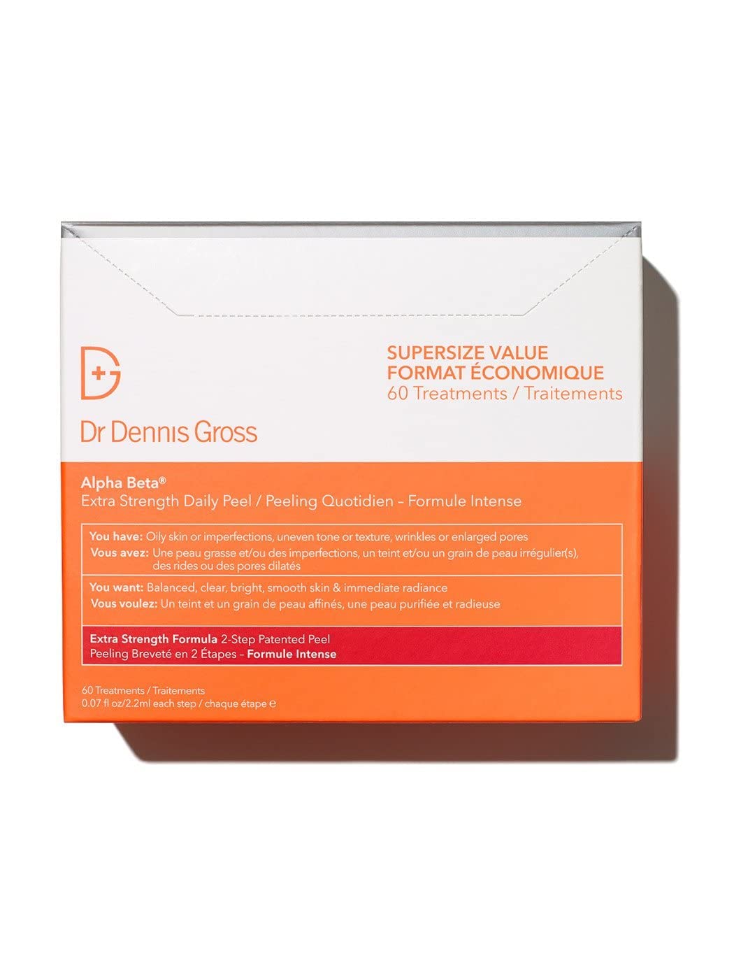 Dr. Dennis Gross Alpha Beta Extra Strength Daily Peel – 2-Step Exfoliating Pads for Enhanced Anti-Aging, Smoother Skin, and Radiant Complexion, 60 Treatments