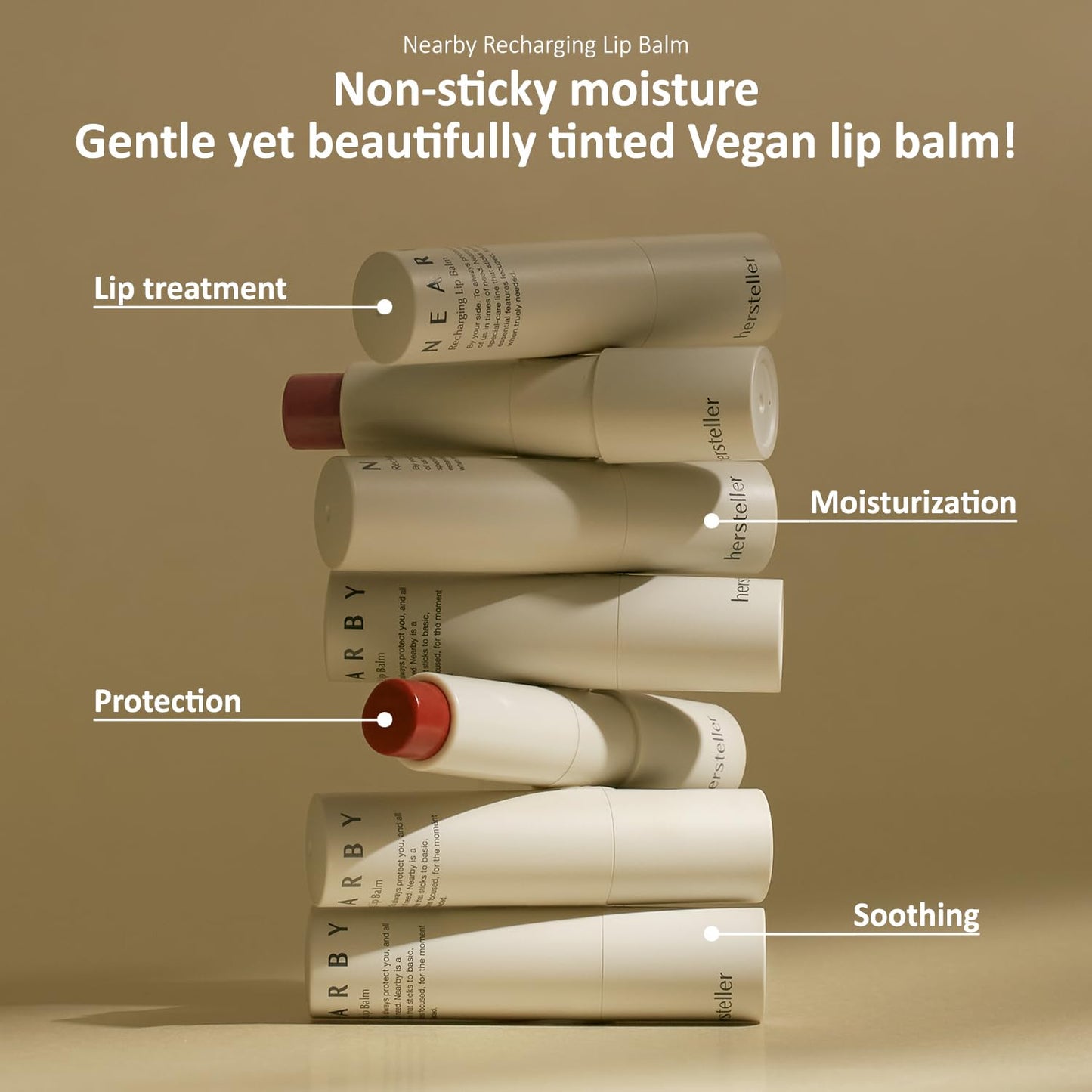 hersteller Nearby Recharging Lip Balm Vegan Butter Complex Intensive Moisturizing Treatment for Dry Lips and Cheek Natural Healthy Colors Nutty