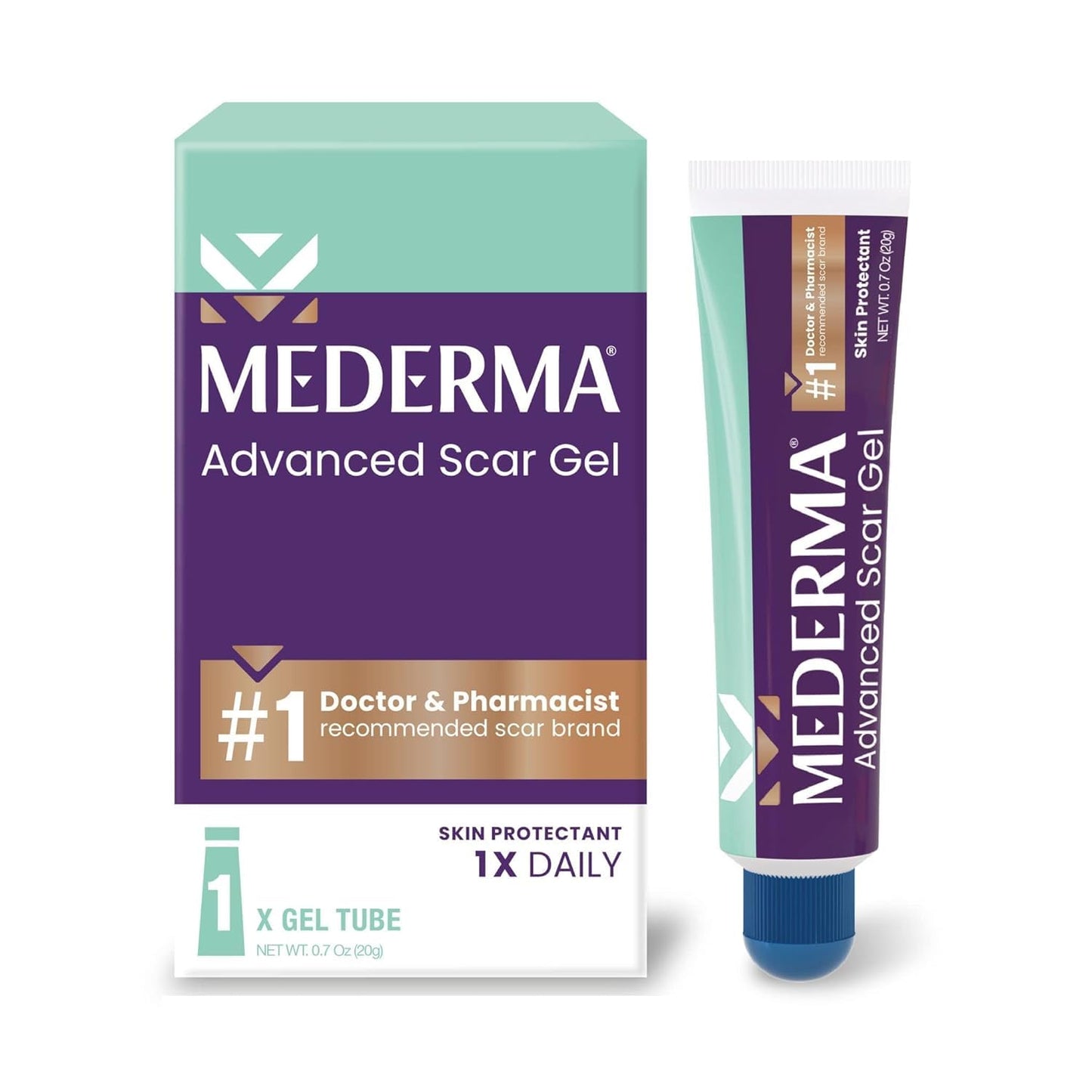 Mederma Stretch Marks Therapy, Helps Prevent and Treat Stretch Marks & Advanced Scar Gel, Treats Old and New Scars, Reduces the Appearance of Scars from Acne, Stitches, Burns and More, 0.70oz (20g)