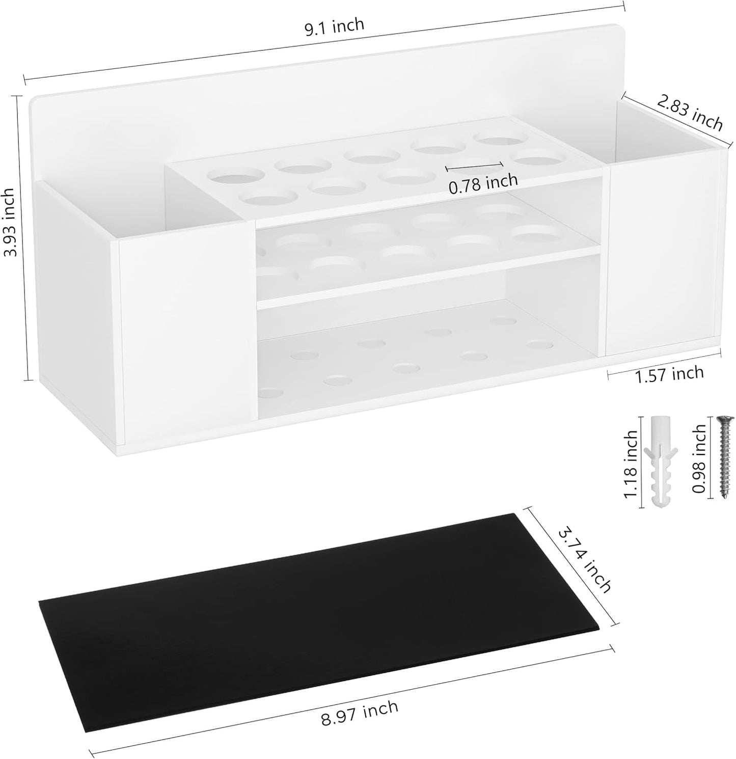 HBlife 2 Pcs Acrylic Magnetic Dry Erase Marker Holder for Whiteboard, Wall Mount 10 Slots Magnet Pen Pencil Holder for Fridge Refrigerator, Locker Organizer Accessories for Classroom Office, White