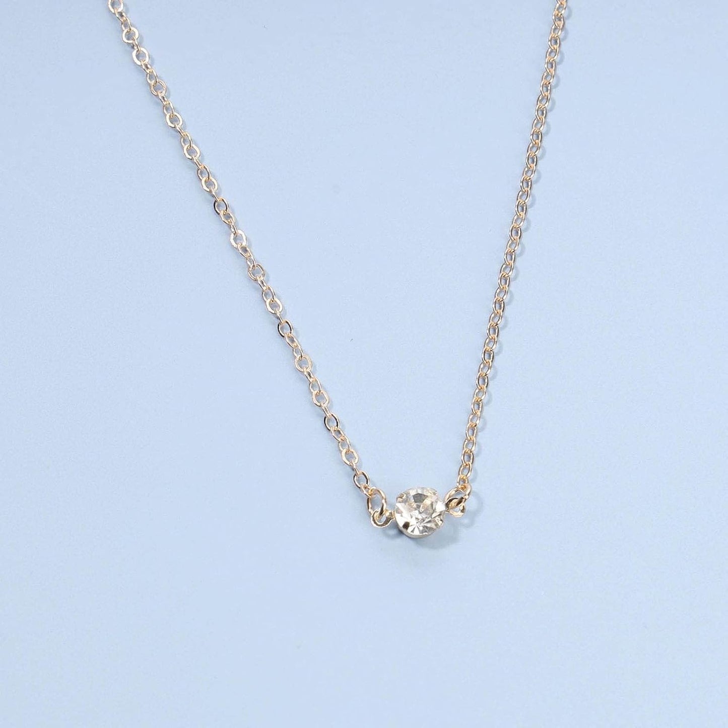 Boho Tiny Crystal Choker Gold Clear Quartz Pendant Necklace Minimal Dot CZ Choker Necklace Simple Everyday Necklace Wedding Necklace Jewelry for Women and Girls Gifts