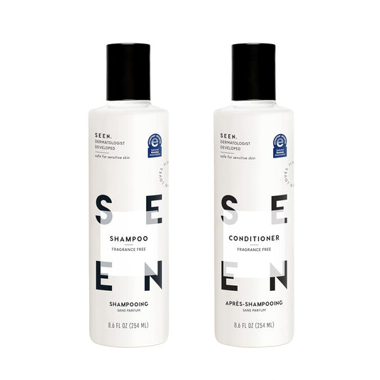 SEEN Shampoo & Conditioner Bundle, Fragrance-Free - Non-Comedogenic & Sulfate-Free Hair Care - Dermatologist-Developed, Safe for Sensitive, Eczema & Acne-Prone Skin