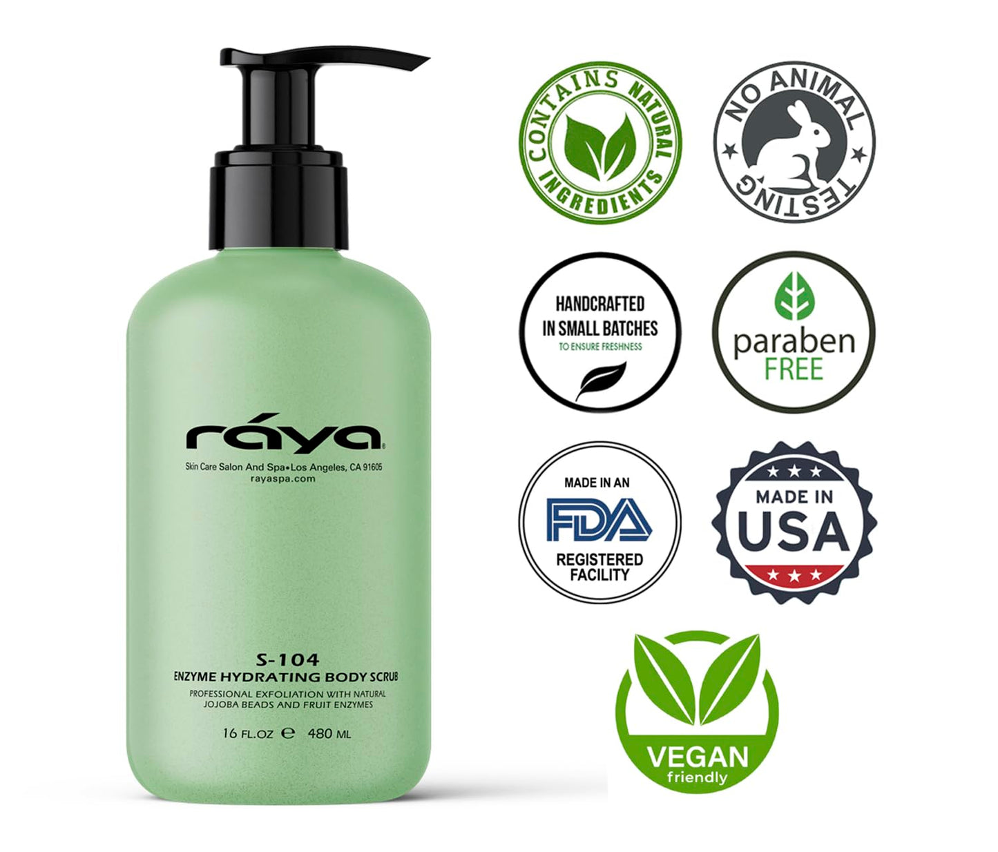 RAYA Enzyme Hydrating Body Scrub 16 oz Cucumber Scent (S-104) | Gentle and Exfoliating Body Scrub | Made with Seaweed, Jojoba Beads, and Fruit Enzymes