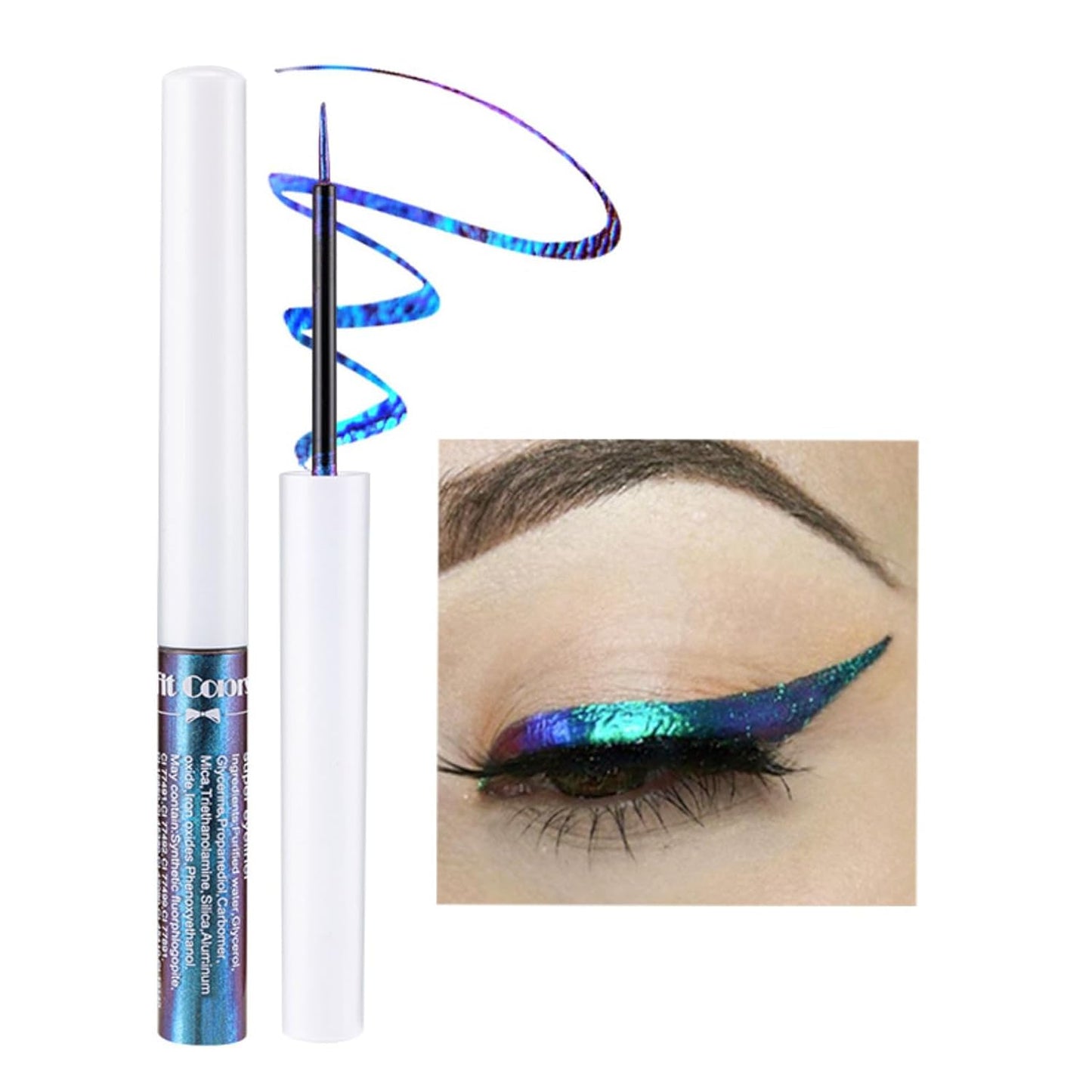 Corlo Glitter liquid eyeliner blue waterproof, Metallic Intense Color Shifting Colorful Eyeliner, Eyeliner Gel MultiColor Highly Pigmented Gift Kit for Women and Girls (04)