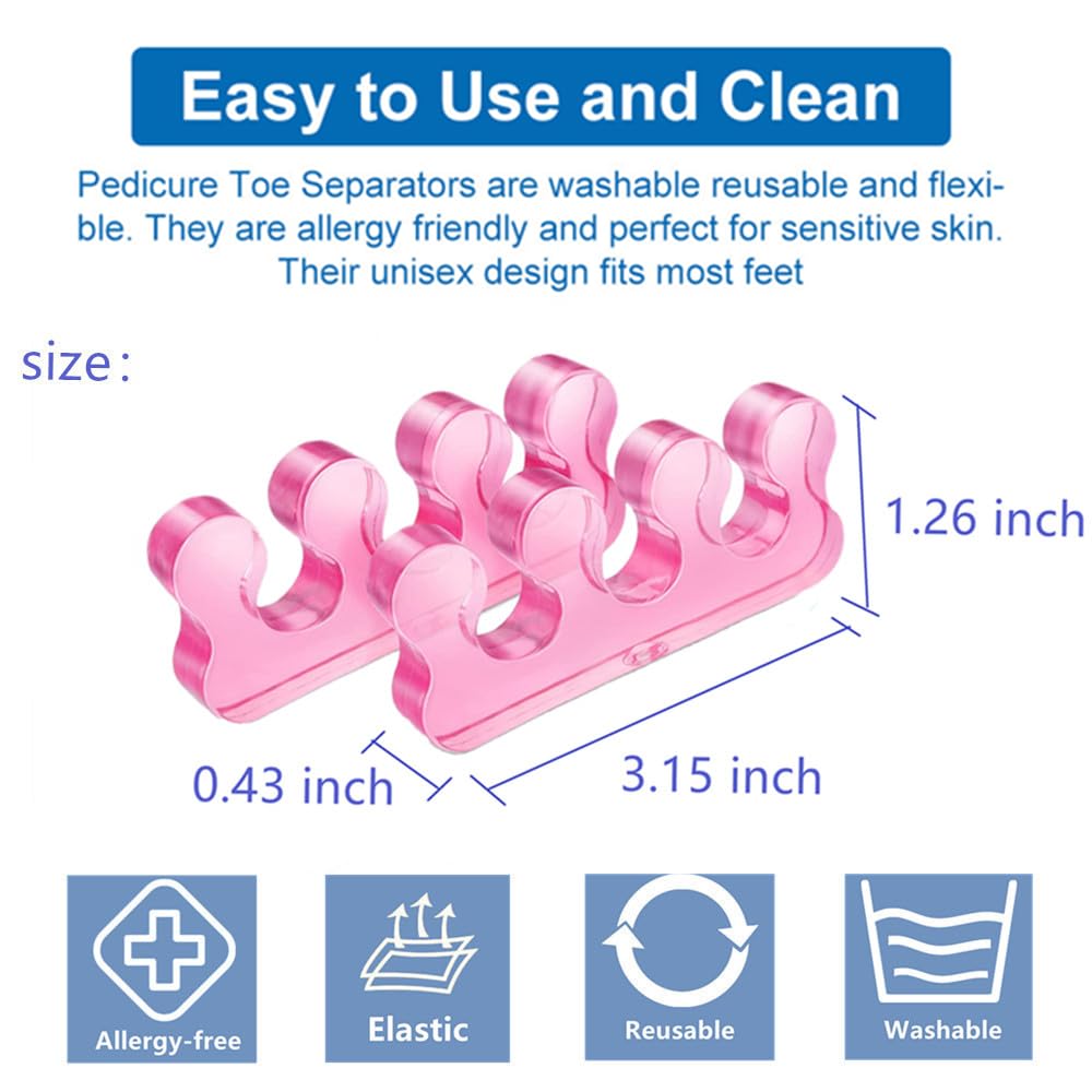 Pedicure Toe Separators for Bunion & Nail Polish Orthopedic Gel Toenail Dividers, Soft Gel Pedicure Kit Suitable for Salon Supplies, Beauty Tools for Toenail Separation