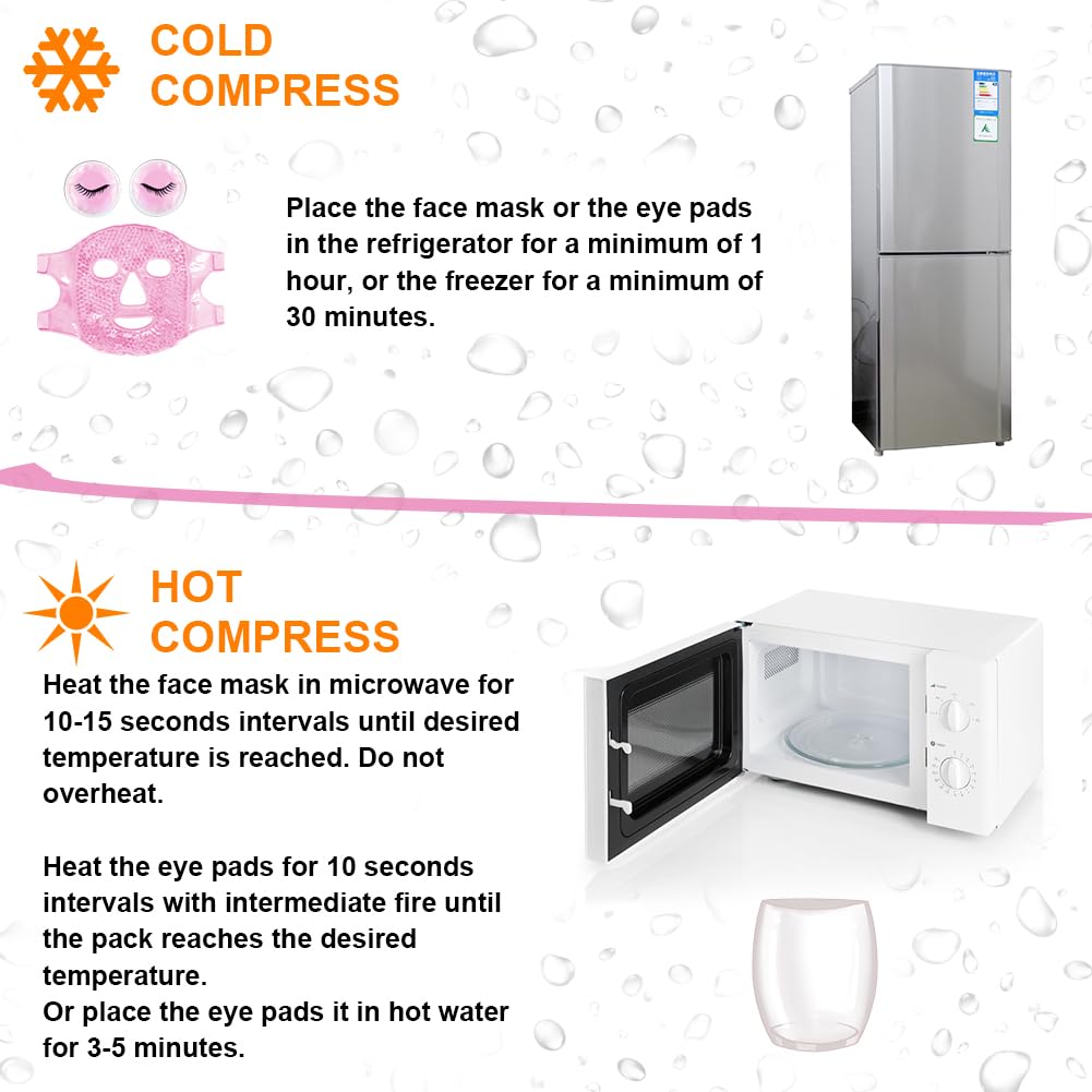 Cold Face Eye Masks Ice Face Mask Hot Cold Compress For Dark Circles, Puffiness, Migraines, Headache, Stress, Redness, Cooling Face Masks For Women Man, Skin Care