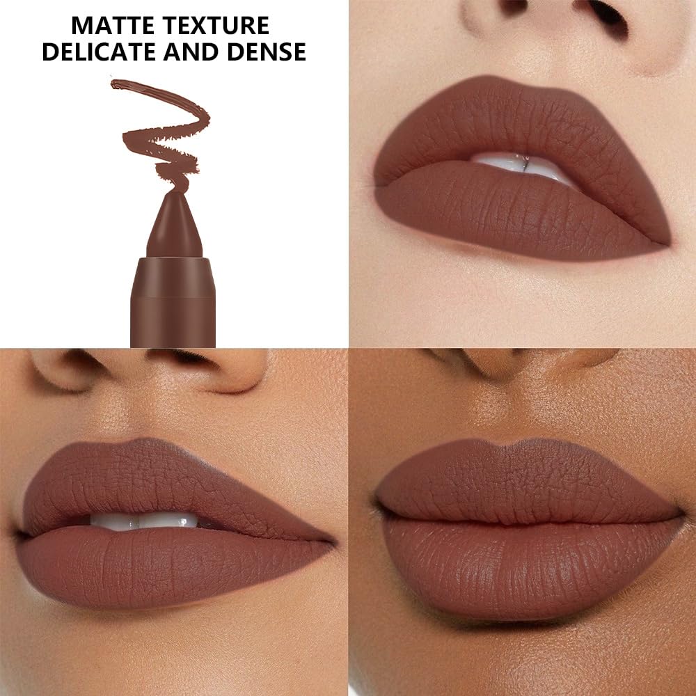 Matte Lipstick Crayon for Women, Maroon 24 Hour Lipstick Lip Liner Pencil, Neutral Lip Stick Lipliner Long Lasting Waterproof Smudge Proof, Vegan & Cruelty-Free, 04