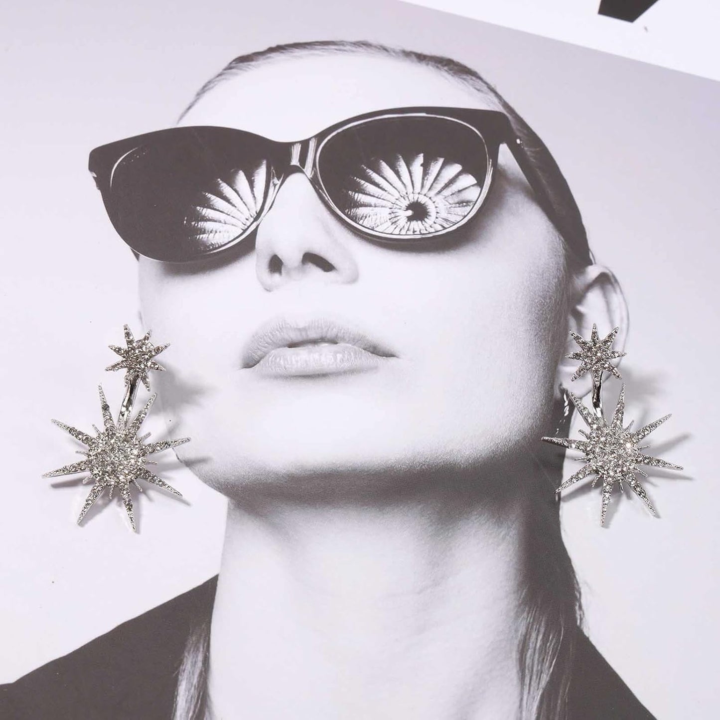 Starburst Jacket Earrings Gold Rhinestone Sun Earrings Front Back Studs Earrings Boho Celestial Earrings Jewelry for Women and Girls Gifts