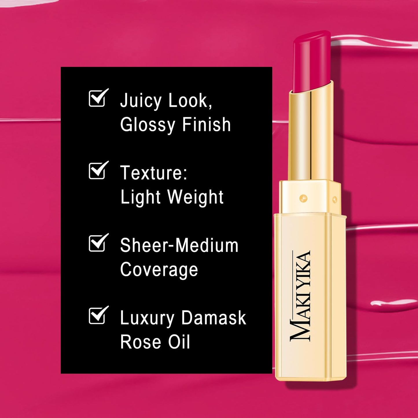 3Pc Moisture Lipsticks for Women Nude Pink Hot Pink Lipstick Hydrate Tinted Lip Balm for Dry Cracked Lips Glossy Lip Color, MA55/62/56