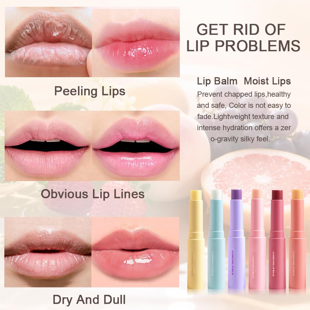 Nourishing Lip Balm for Dry & Chapped Lips, Ideal Lipstick Primer for Women, Deep Moisturization Chapstick, Vegan Tinted Lip Balm, Hydrating, Fall Winter Lip Care, 3#+4#