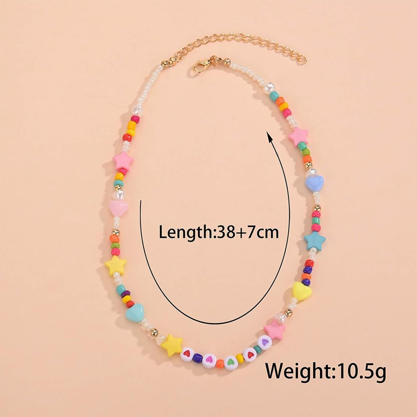 Vintage Seed Bead Choker Necklace Pearl Choker Necklace Colorful Star Heart Necklace Cute Rainbow Necklace Chain Jewelry for Women