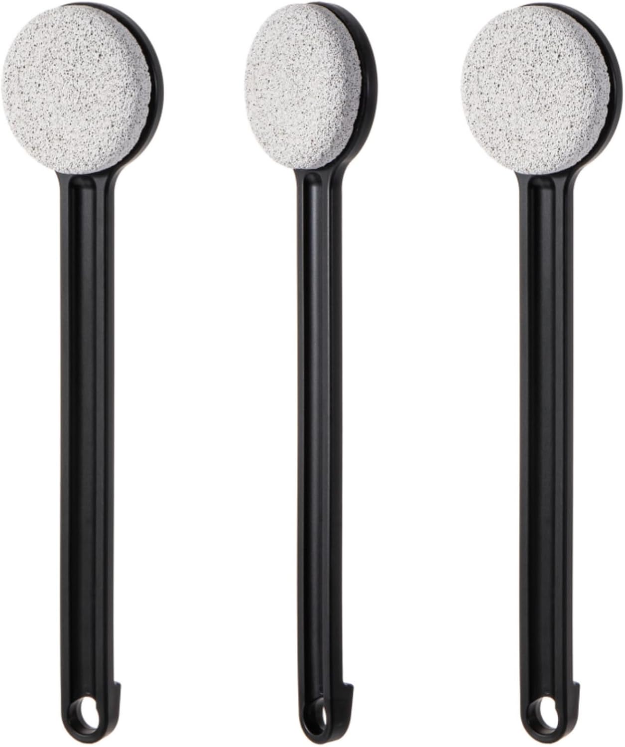 Pumice Stone for Feet with Long Handle 14", Hard Skin Callus Remover, Scrubber and Exfoliator for Dead Dry Skin, Softer & Smoother Feet, Pedicure Tool (Straight) Black