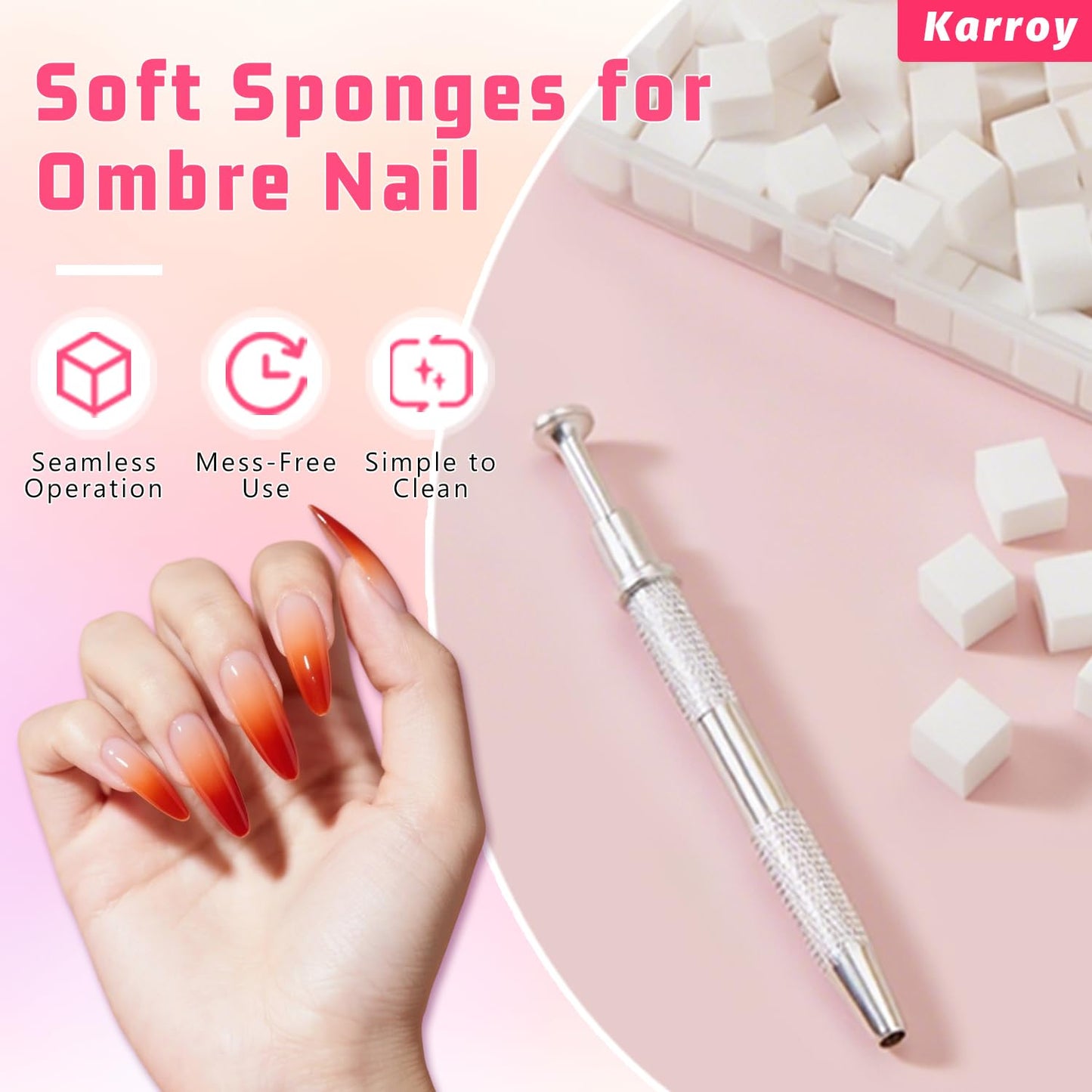 Soft Sponges for Painting Nail Gel with Grabber, Professional Grabbing Tools for Ombre Gradient Painting Gel Nails Sponges Patting Brush (100PCS Sponges & Grabber)