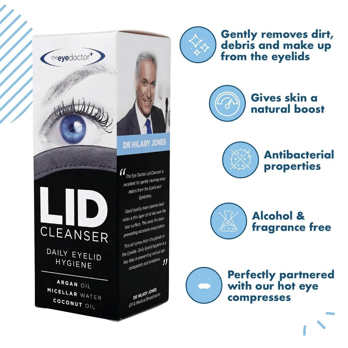 The Eye Doctor Lid Cleanser – Eyelid Cleanser to Remove Debris and Make Up from Eyelids – Suitable for Sensitive Eyes – Contains Argan Oil Coconut Oil and Micellar Water 100ml