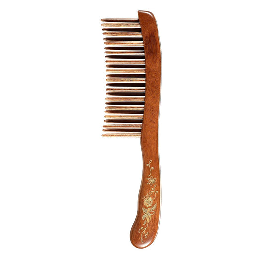 Hair Comb Inserted Teeth Natural Wood Scalp Massage 1pc
