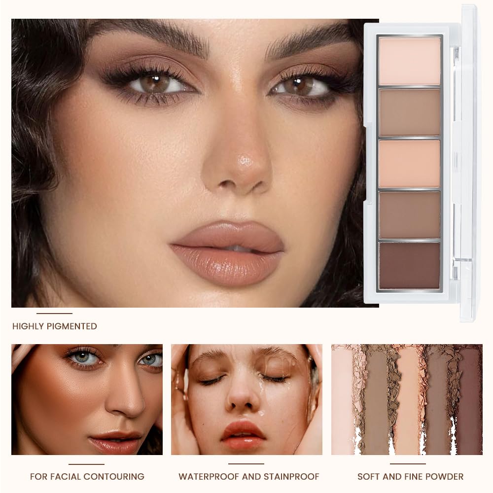 Neutral Nude Brown Eyeshadow Palette, 5 Cool Neutral Matte Shades – Off White, Beige, Light to Dark Brown – Velvety Finish, Long-Lasting, Natural Everyday Eye Makeup for Brown Eyes, 01#