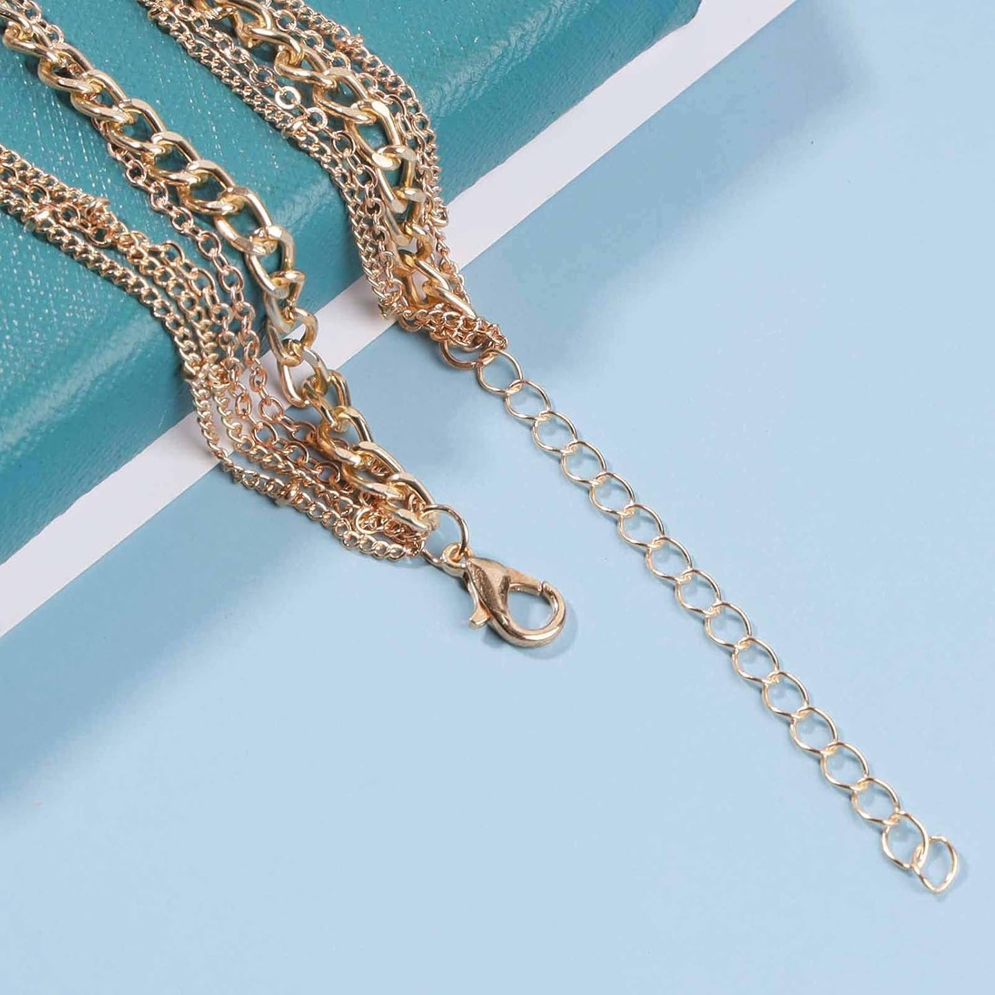 Punk Layered Curb Chain Necklace Gold Satellite Chain Necklace Vintage Stacking Necklace Personalized Necklace Jewelry for Women and Girls