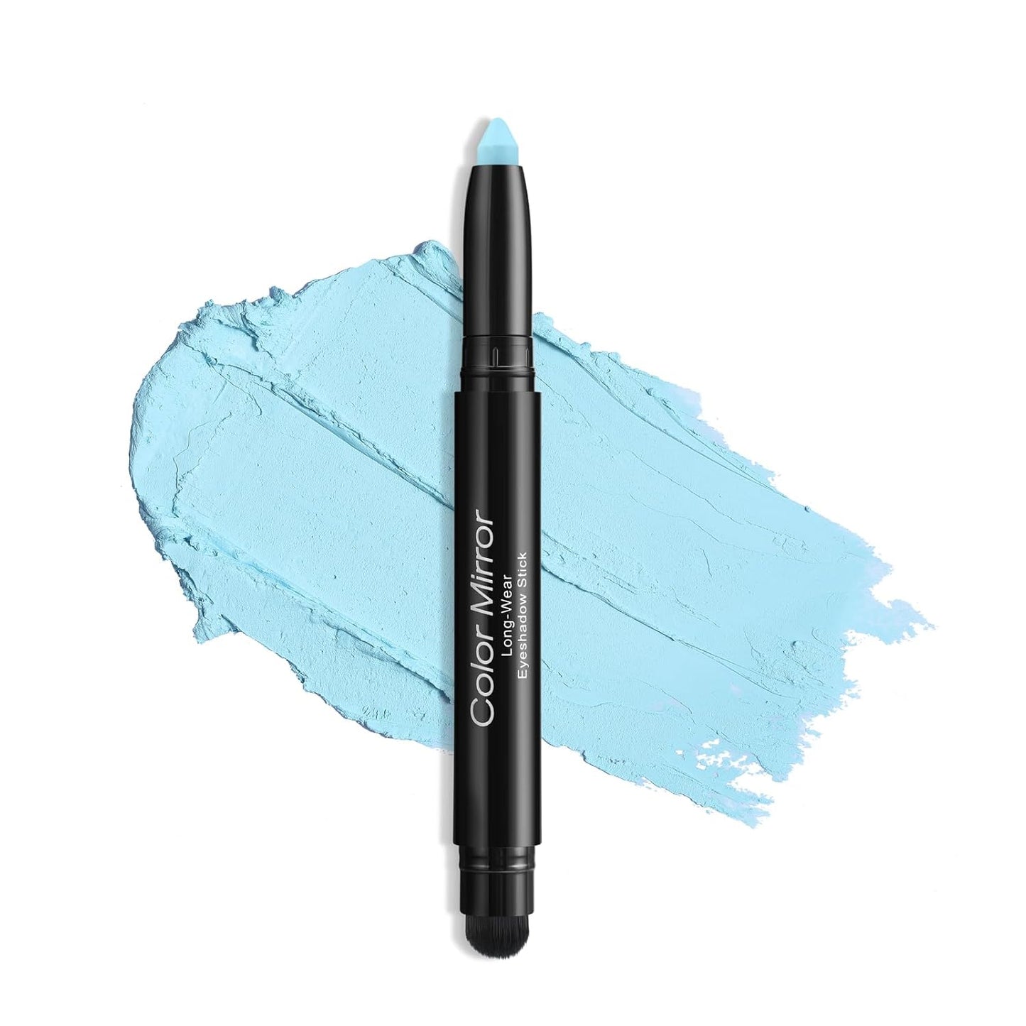 Cream Waterproof Hypoallergenic Eyeshadow Stick, long wear Metallic Glitter Matte Eye Shadow Pencil With Makeup Brush, Eye Brightener, 44 Matte Sky Blue