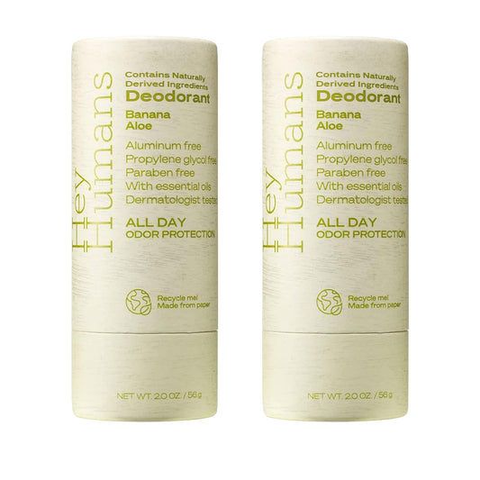 Hey Humans Deodorant, Aluminum Free Deodorant for Women and Men, Contains Naturally Derived Ingredients, All Day Odor Control, Refreshing Deodorant Essential Oils, Banana Aloe