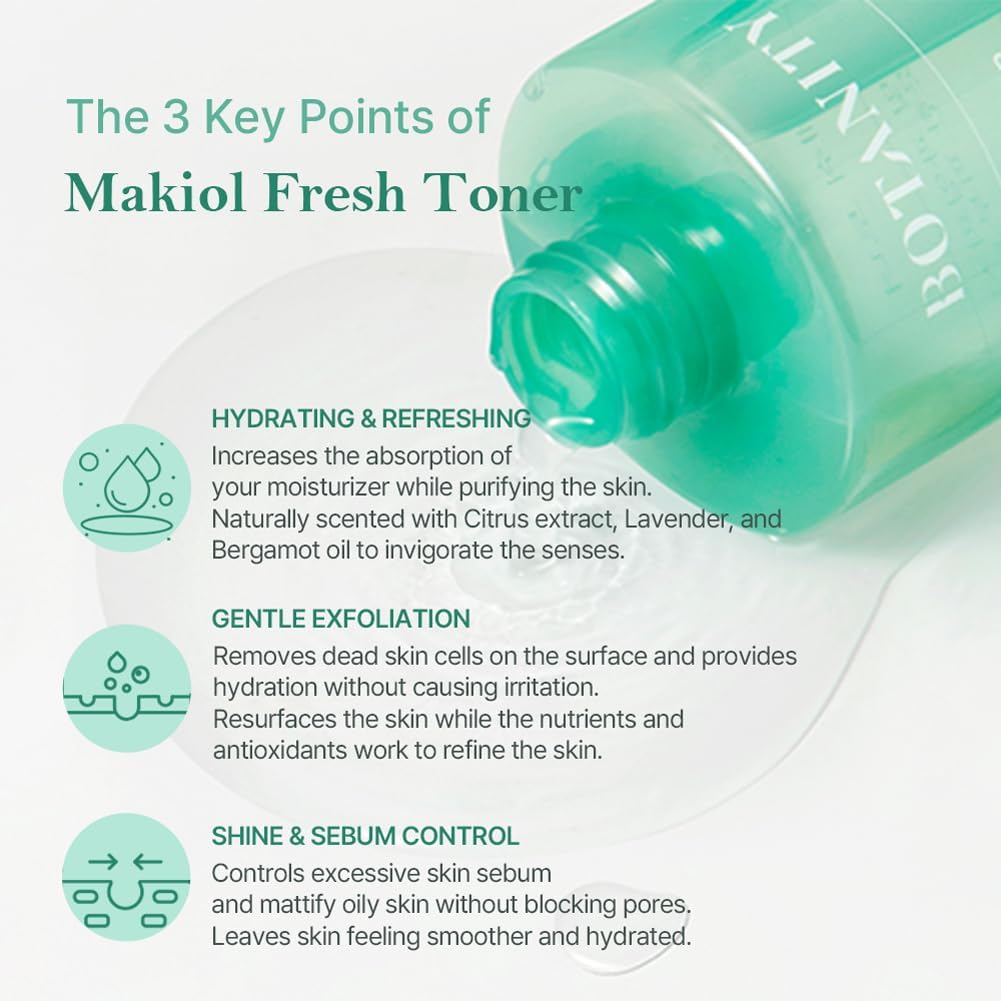 Makiol Toner | PHA | Cica Toner | Hydrating & Refreshing for Oily Skin | Sebum Control | Pore Refining | Acne Prone Sensitive Skin, Oily Skin | Cruelty-Free | 10fl oz