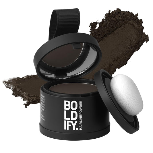 BOLDIFY Hairline Powder - Root Touch Up Hair Color for Gray Coverage - Bald Spot Concealing Hair Powder for Women & Men - 48-Hour Stain-Proof - Ash Brown