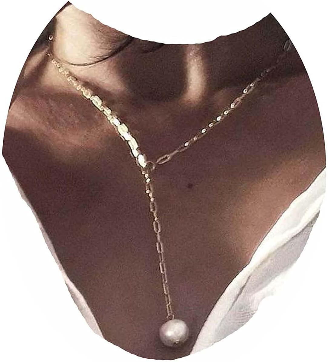 Long Pearl Necklace Pearl Lariat Y Necklace Chain Vintage Minimalist Necklace Jewelry for Women and Girls