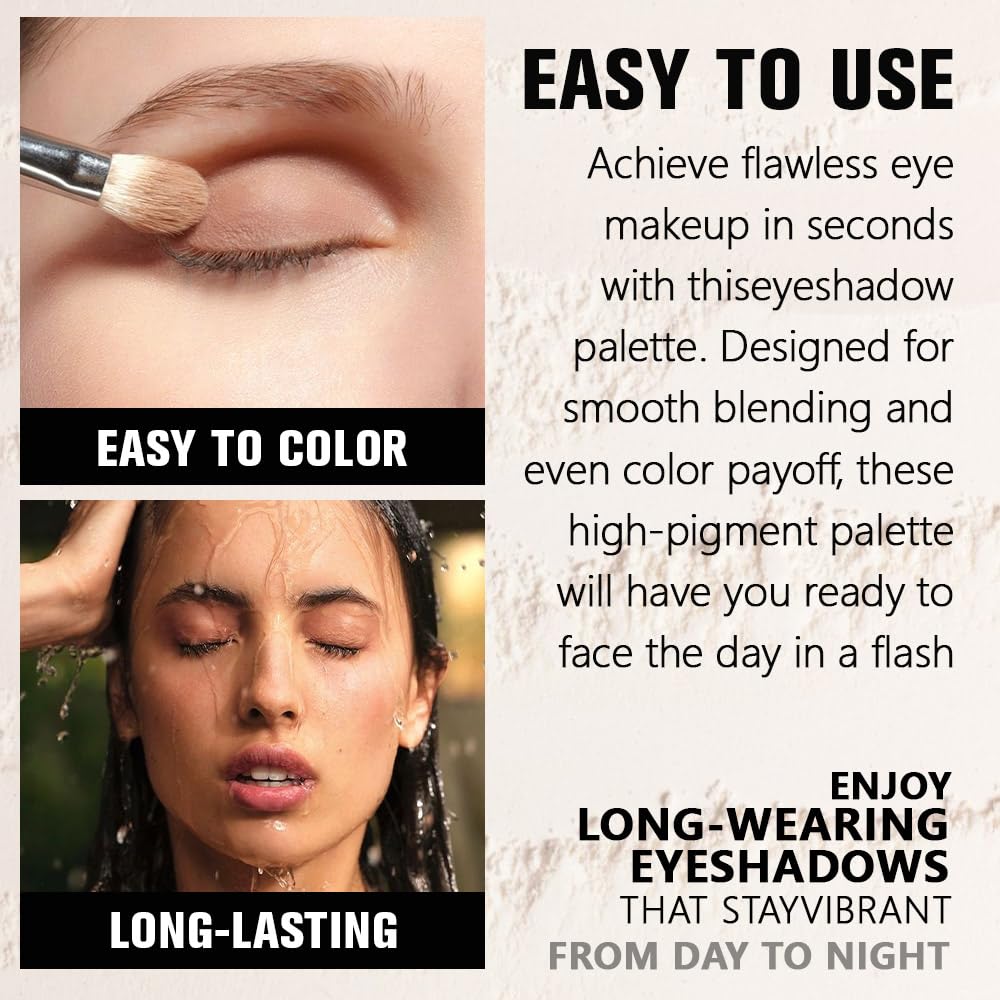 Nude Glitter Eyeshadow Palette for Women, Single Monochrome Eye Shadow Makeup, Shiny Pressed Powder, Blendable Natural sombras para ojos, Holographic,Vegan,Travel -10