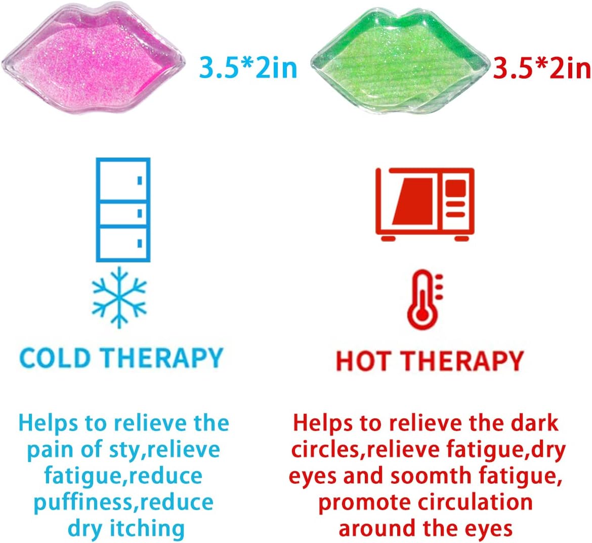 Lips Ice Pack, Lip Shape Gel Ice Pack, Gel Ice Pack for Lip Filler After Care, Reusable Ice Pack Lip Shaped Pads, Pain Relief and Eye Relax, Anti-Aging Lip Care Pad for Reduce Swelling of Lips(5 pcs)