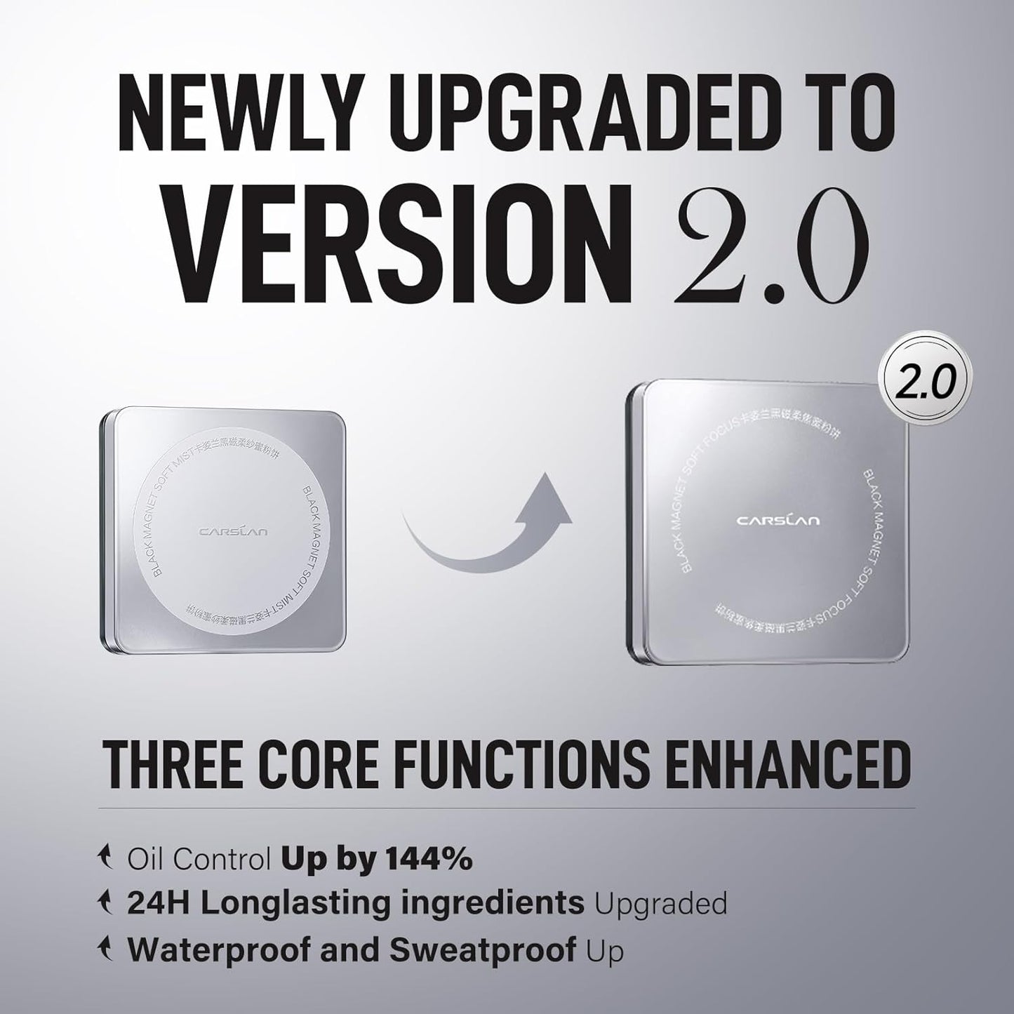 2.0 Black Magnet Soft Focus Powder, Waterproof Translucent Pressed Setting Powder, 24H Longlasting Talc-Free Face Powder, Oil Control Compact Makeup,02 Translucent For Oily Skin, 0.28Oz