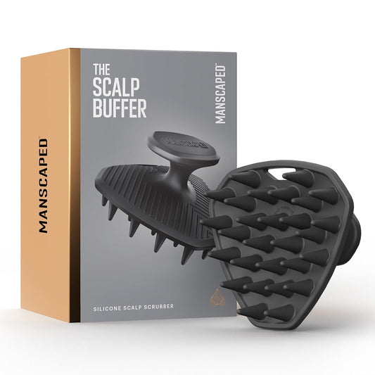 MANSCAPED® The Scalp Buffer Men’s Silicone Head Scrubber – Premium Cleansing & Exfoliating Hair Brush, Ergonomic Handheld Design for Gentle Scalp Massage (1-Pack)