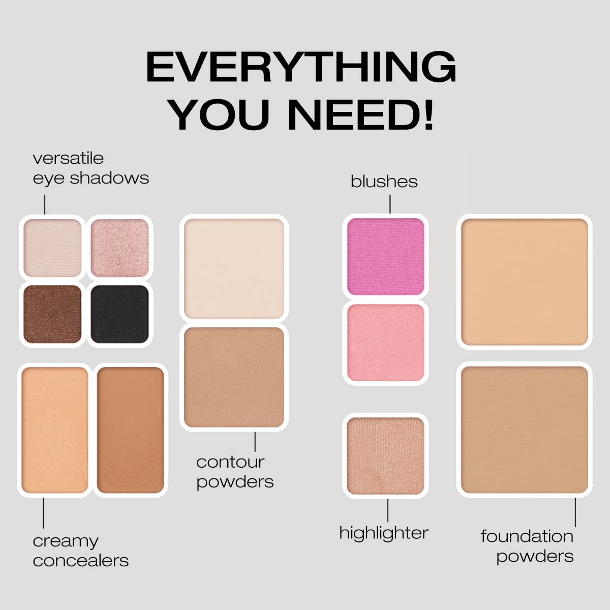 Woosh Beauty, Fold out Face Original Makeup Palette, Travel, All in One, Neutral Cream & Powder (#2.5 Medium Tan)