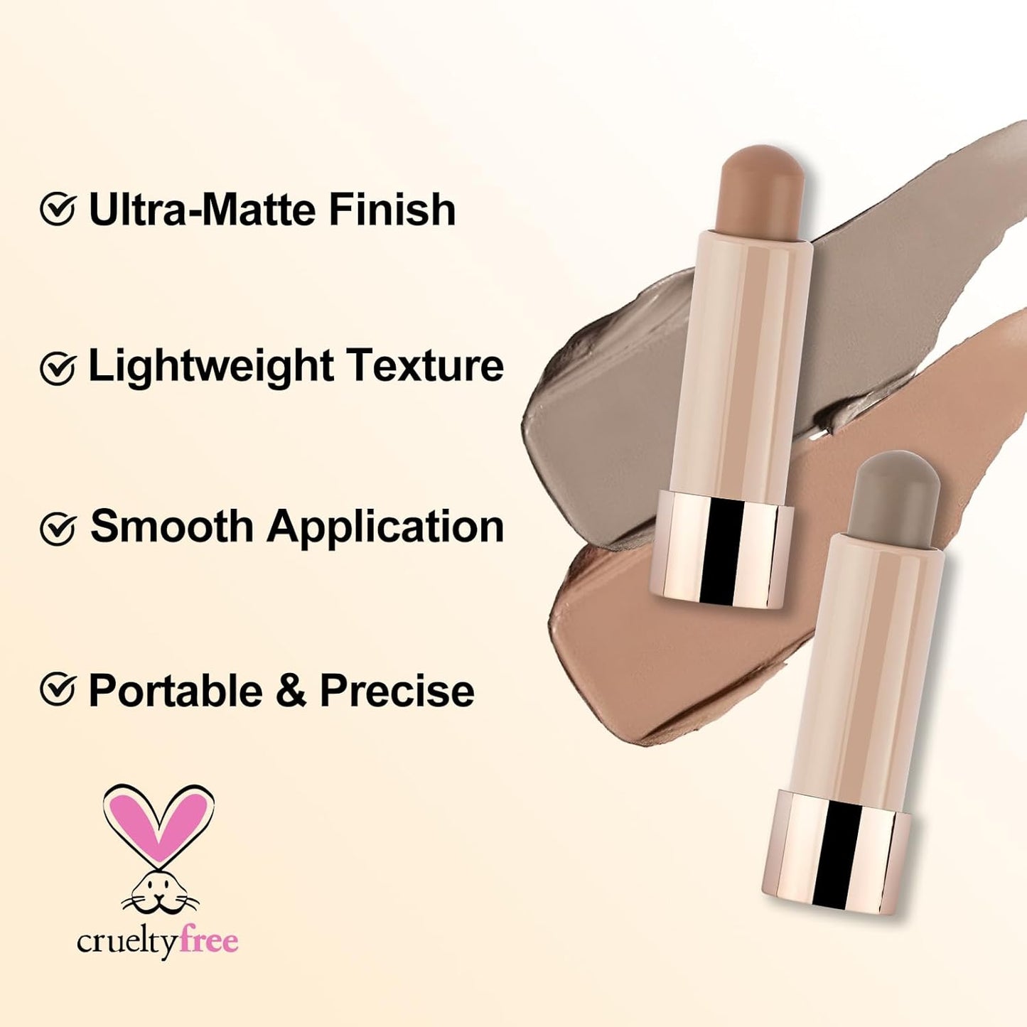 Erinde Cool Toned Contour Stick, Natural Cream Contour Stick, Blendable & Smooth Matte Bronzer Stick, Waterproof & Long Lasting Face Shaping Contouring Makeup, Travel Size, 01 Gray Brown