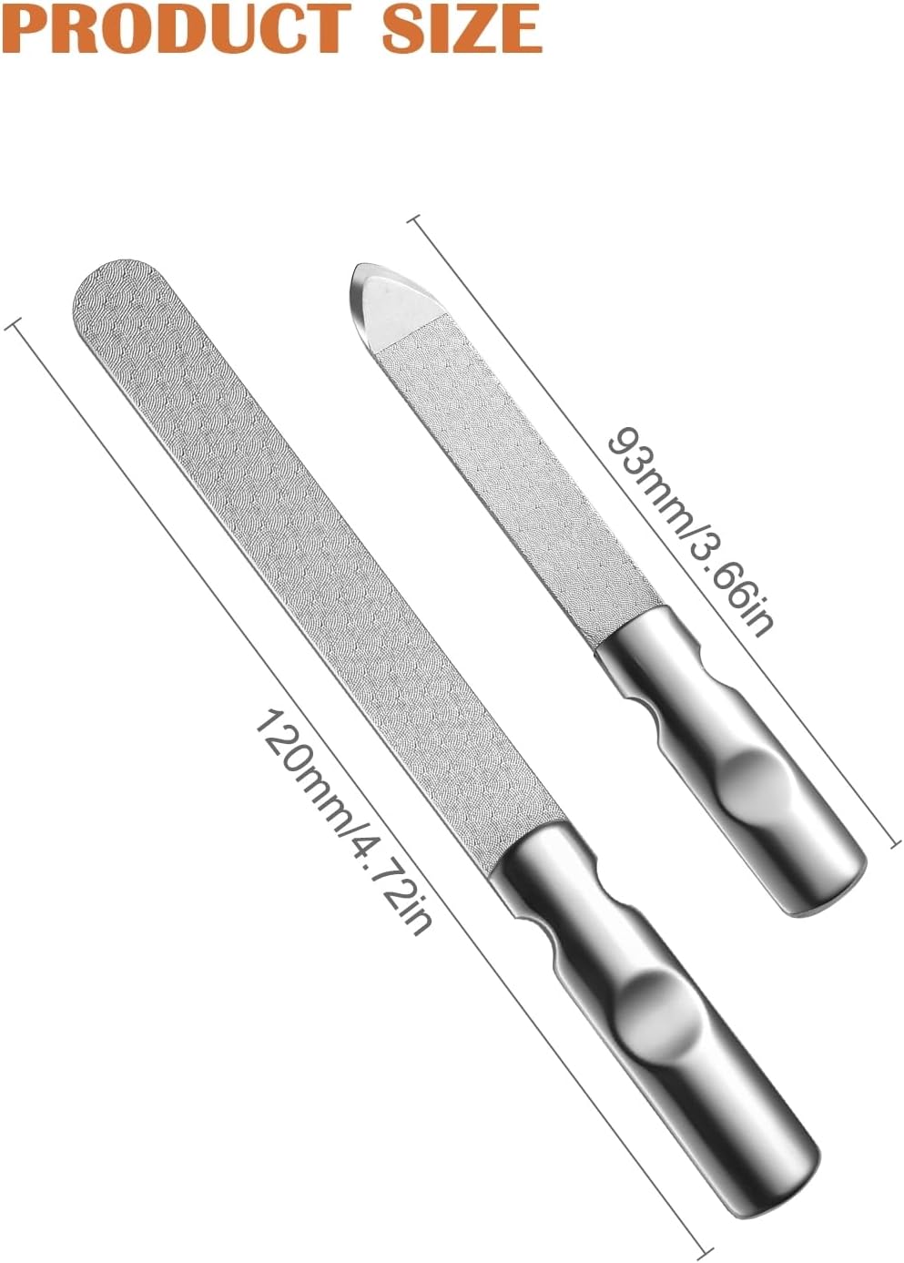 FVION Professional Metal Nail Files - 2 PCS, Double-Sided, Stainless Steel, Coarse & Fine Grit, Manicure & Pedicure Tool Set