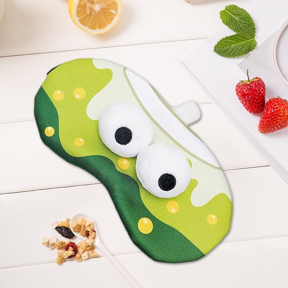 PERFECTSIGHT Sleep Eye Masks, Cute Plush Sleep Eye Cover Lightweight Adjustable Eyeshade Faux Fur Mask Cover for Women Men Sleep Travel Nap, Bubble Tea