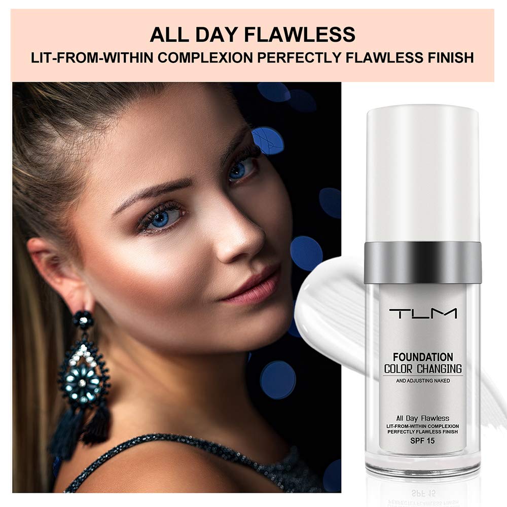 TLM Color Changing Foundation,Nude Makeup Color Changing Concealer,2Pack,All Day Flawless Moisturizing Oil Control Concealer Full Coverage Liquid Foundation Hides Lines